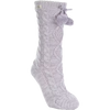 Women's Pom Pom Fleece Lined Crew Sock on foot