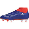Adidas Youth Predator Club Sock FxG in Lucid Blue/White/Solar Red left profile