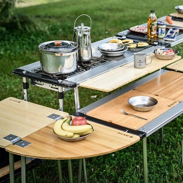 新品未開封　 peak Bamboo Table Extension Renewed Bamboo IGT Right Corner - Iron Grill Table - Snow