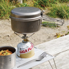 Snow Peak Titanium Multi Compact Cookset at camp