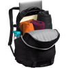 The North Face Router backpack in 4HF-TNF Black/TNF Black/NPF unzipped and loaded
