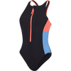 Speedo Women's Zip Colorblock One Piece in Anthracite