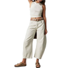 Free People Women's Good Luck Mid Rise Barrel Jeans in Milk front