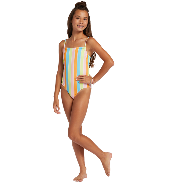 Lucky Brand Girl's One-Piece Swimsuit, Multi, Girl's Large (12-14)