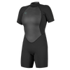 O'Neill Wetsuits Women's Reactor 2 Short Sleeve 2mm Back Zip Spring A00-Black/Black