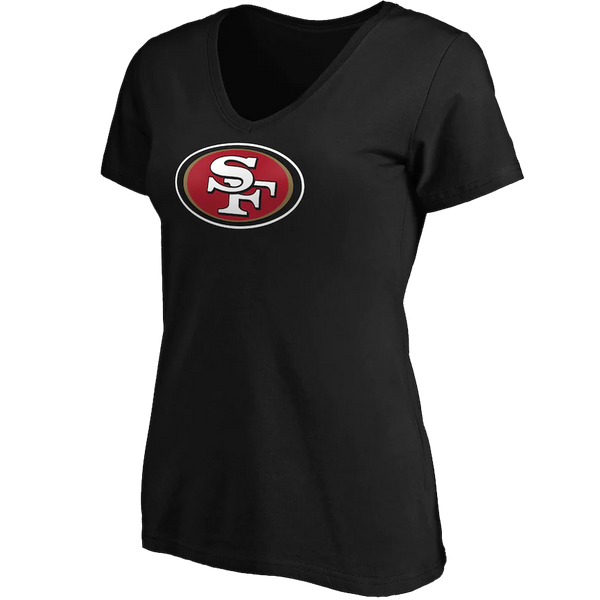 Women's 49ers V-Neck Primary Logo Short Sleeve