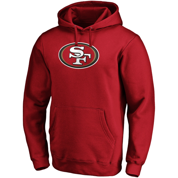 Men s 49ers Primary Logo Fitted Pullover Hoodie Sports Basement
