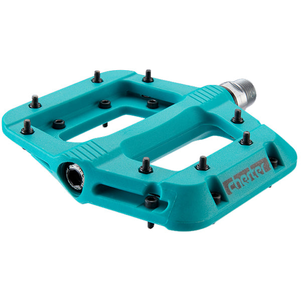 Teal mountain bike online pedals