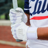 Marucci Sports Signature Full Wrap Batting Gloves White/White on model