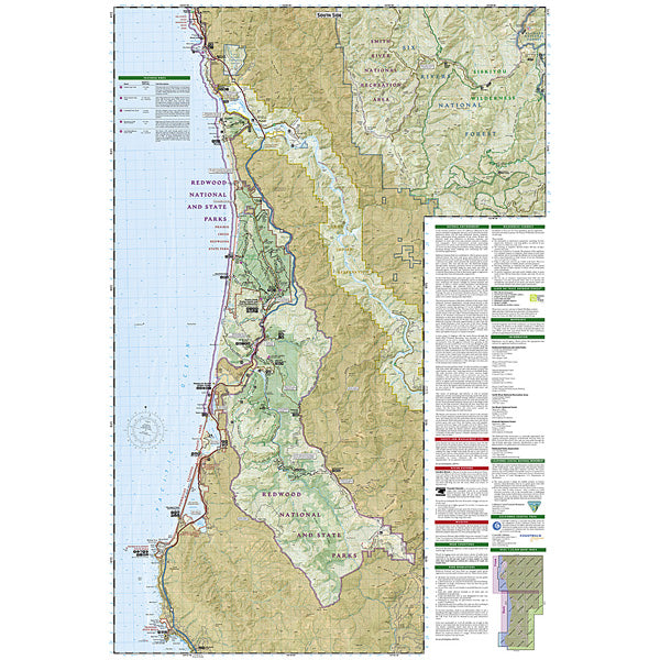 Redwood National & State Parks Map 24oz Water Bottle - Green