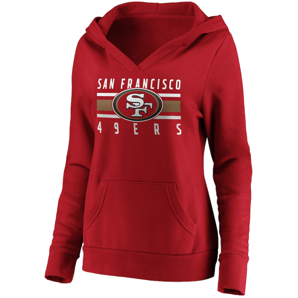 Women's 49ers Stacked Stripes Notch Neck Pullover Hoodie – Sports