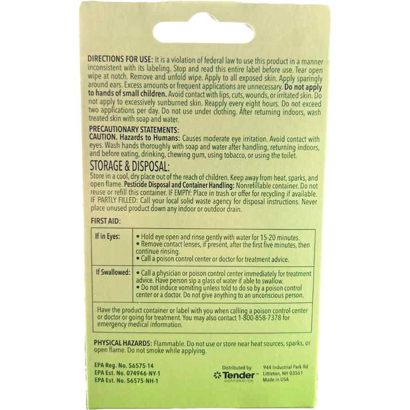 12-Hour Wipes (12 Pack), Natrapel 12 hour insect repellent wipes back