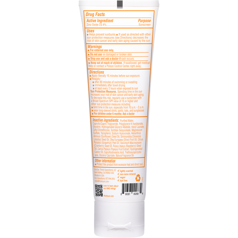 Thinkbaby Safe Sunscreen SPF 50 - 3 oz, Thinksport Thinkbaby Safe Sunscreen SPF 50 - 3 oz back