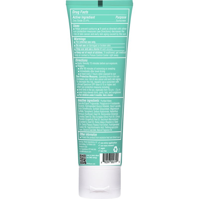 Kids Safe Sunscreen SPF 50 - 3 oz, Thinksport Kids Safe Sunscreen SPF 50 - 3 oz back