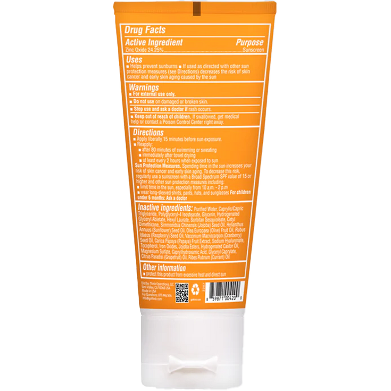 Naturally Tinted Everyday Face SPF 30 - 2 oz, Thinksport Naturally Tinted Everyday Face SPF 30 - 2 oz back of package