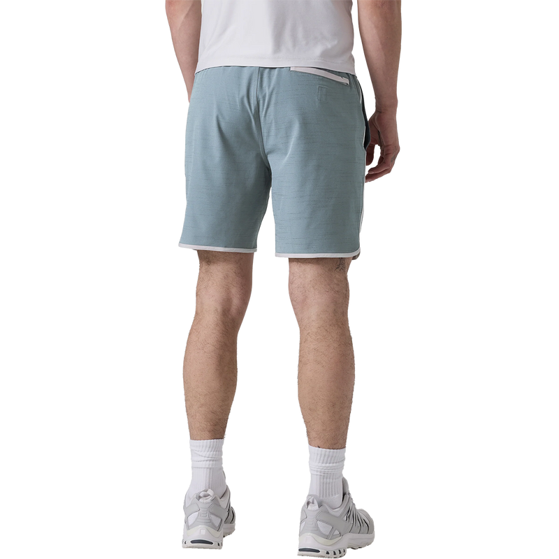 Men's Banks Short, Vuori Men's Banks Shorts in Dusty Blue Slub Stripe on model back