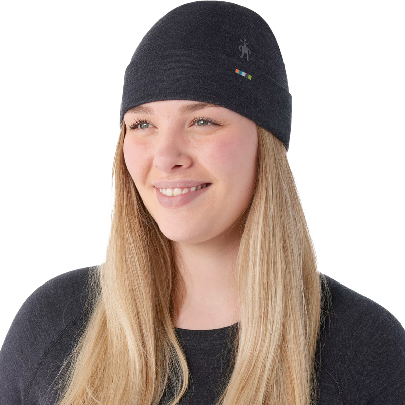 Thermal Merino Reversible Cuffed Beanie, Smartwool Thermal Merino Reversible Cuffed Beanie on female model