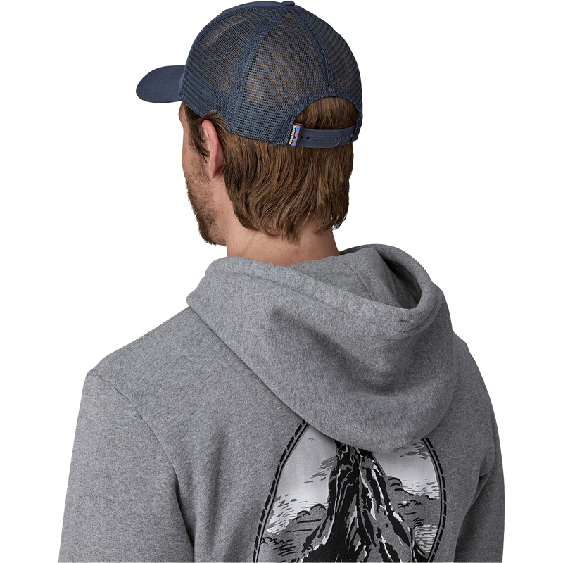 P-6 Logo LoPro Trucker Hat, Patagonia P-6 Logo LoPro Trucker Hat in New Navy on model back