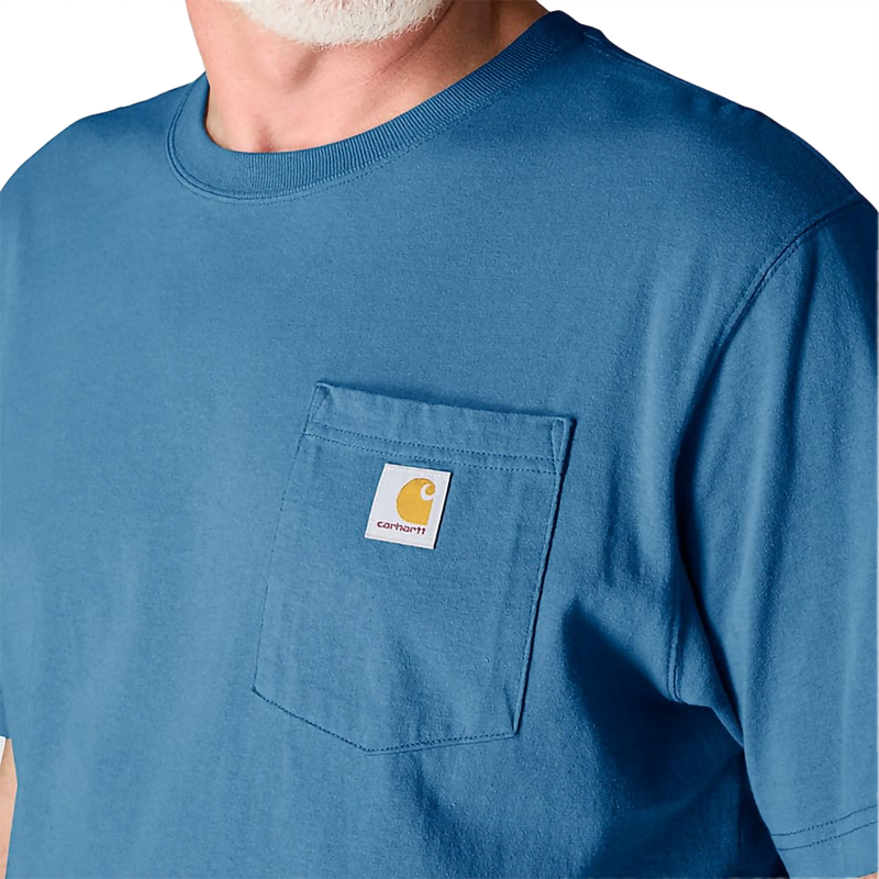 Men's Short-Sleeve Workwear Pocket T-Shirt, Carhartt Men's Short-Sleeve Workwear Pocket T-Shirt in H06-Horizon Blue front pocket