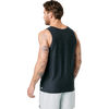 Vuori Men's Strato Tech Tank in HCC Charcoal Heather back