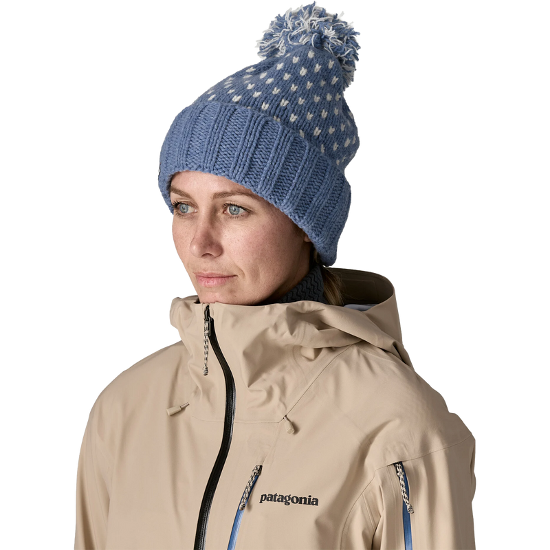 Women's Snowbelle Beanie, Patagonia Women's Snowbelle Beanie in OTBA-Offset Dot Barnacle Blue on model front