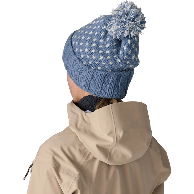 Women's Snowbelle Beanie, Patagonia Women's Snowbelle Beanie in OTBA-Offset Dot Barnacle Blue on model back