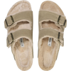 Birkenstock Women's Arizona Shearling - Medium/Narrow in Taupe/Sandcastle pair top