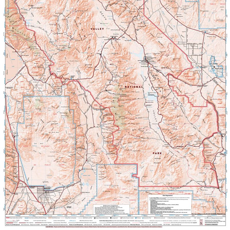Death Valley National Park, Tom Harrison Maps Death Valley National Park detail south half