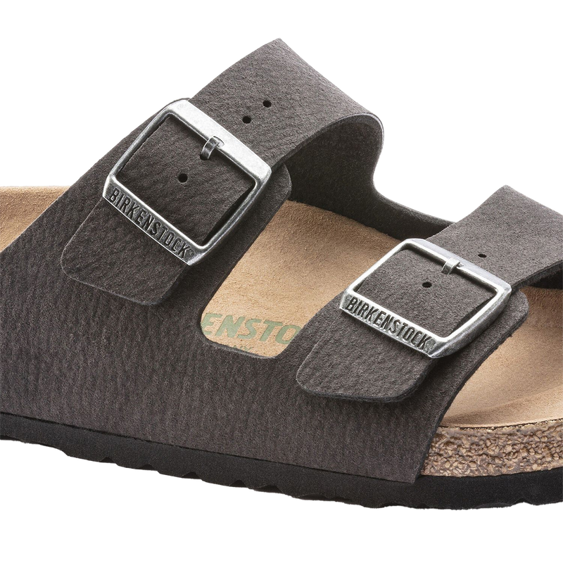 Men's Arizona Vegan, Birkenstock Men's Arizona Vegan in Desert Dust Black buckles