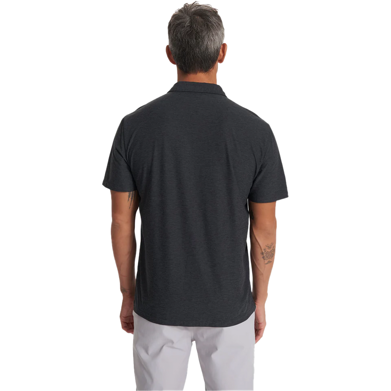 Men's Strato Tech Polo, Vuori Men's Strato Tech Polo in Charcoal Heather on model back