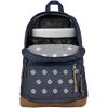 Jansport Right Pack Expressions in KV8-Embroidered Denim Dark unzipped