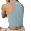 Vuori Woman's Pose Plyo Tank in MIT Mist back