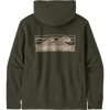 Patagonia Men's Boardshort Logo Uprisal Hoody in BSNG Basin Green back graphic