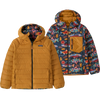 Patagonia Youth Reversible Down Sweater Hoody in SEIN-Salmon Energy Ink Black