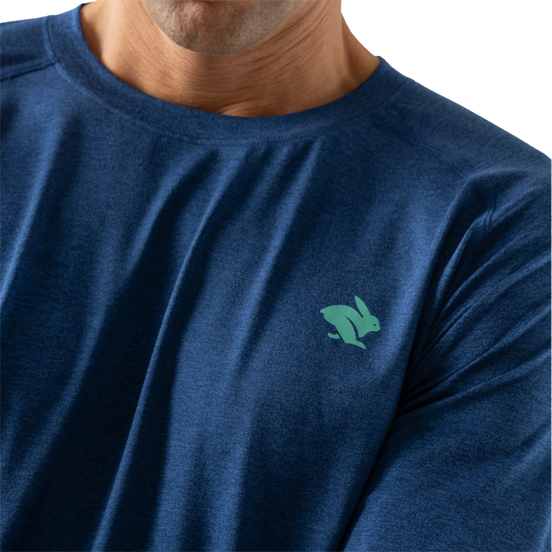 Men's EZ Tee Long Sleeve, Rabbit Men's EZ Tee Long Sleeve in True Navy front branding