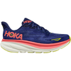 Hoka Women's Clifton 9 in EVN-Evening Sky/Coral right outside profile