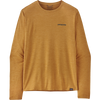 Patagonia Men's Long Sleeve Capilene Cool Daily Graphic Shirt in Boardshort Logo/Pufferfish Gold X-Dye