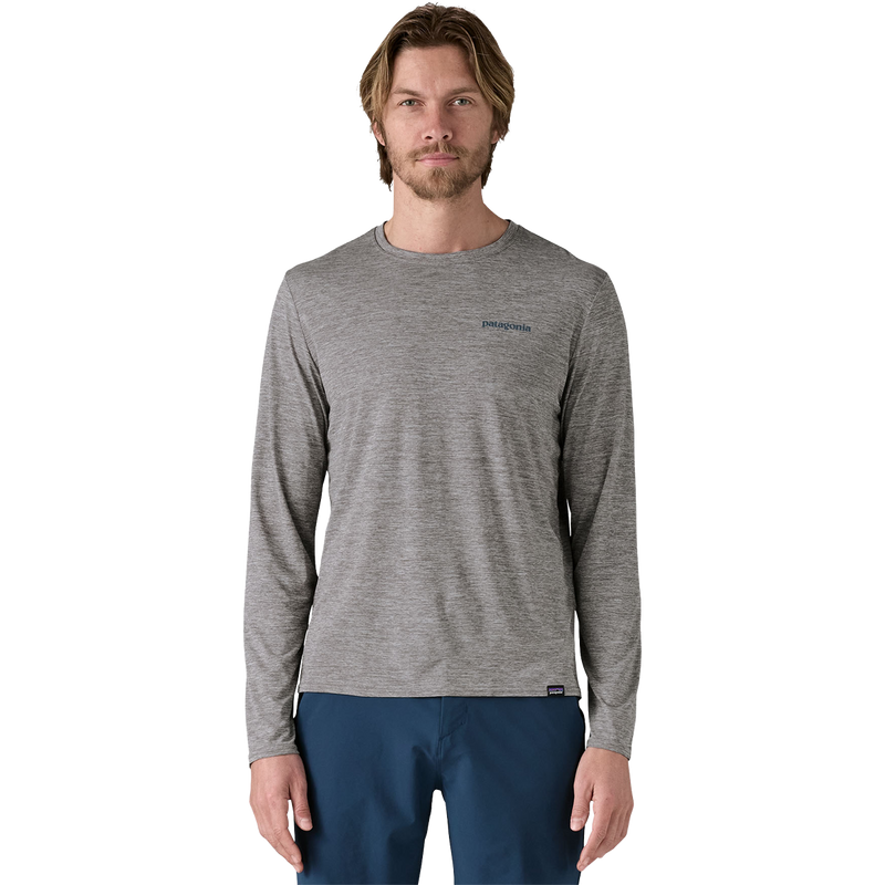 Men's Long-Sleeved Capilene Cool Daily Graphic Shirt - Waters, Patagonia Men's Long-Sleeved Capilene Cool Daily Graphic Shirt - Waters front on model