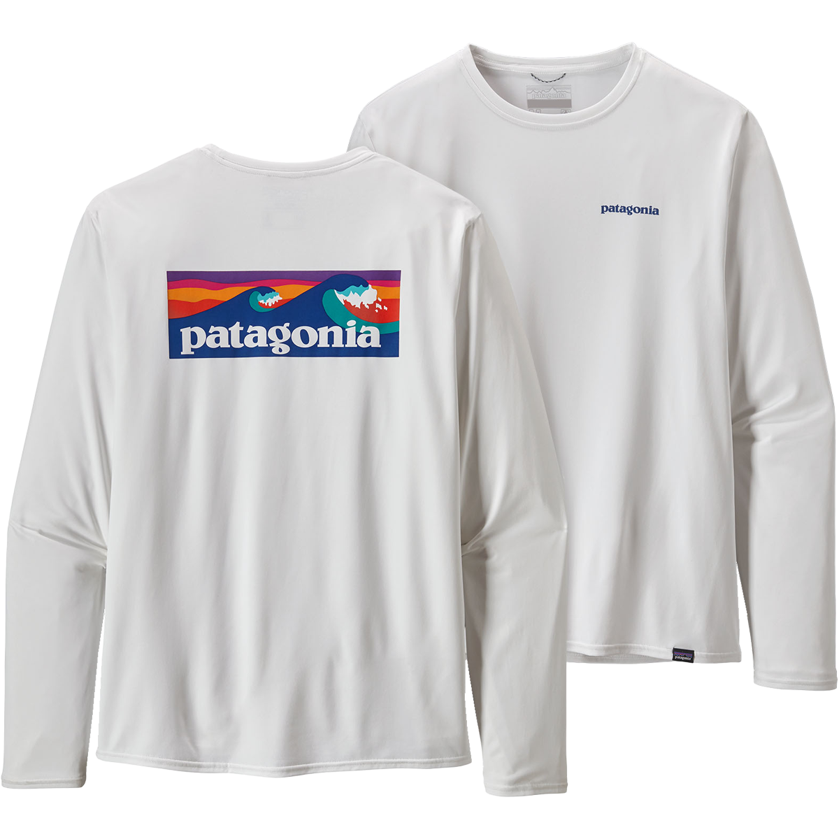 Patagonia Capilene Cool Daily Graphic Shirt-Waters Long Sleeve Men's(Boardshort Logo: White, XXL)