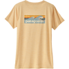 Patagonia Women's Capilene Cool Daily Graphic Shirt in Boardshort Logo/Sandy Melon X-Dye
