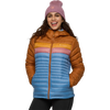 Cotopaxi Women's Fuego Down Hooded Jacket in SIEFJ-Sienna and Fjord