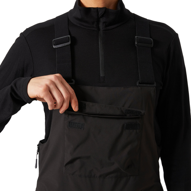 Women's Legendary Insulated Bib Pant, Helly Hansen Women's Legendary Insulated Bib Pant in Black front pocket