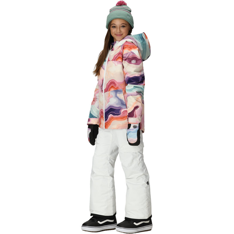 Youth Lola Insulated Pant, 686 Youth Lola Insulated Pant in WHT White on model front left