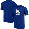 Fanatics Men's Dodgers Triblend Logo Short Sleeve front and back