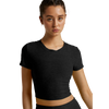 Beyond Yoga Women's Featherweight Perspective Cropped Tee in Darkest Night