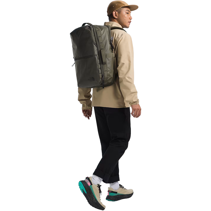 Base Camp Voyager Travel Pack, The North Face Base Camp Voyager Travel Pack in New Taupe Green/TNF Black on model