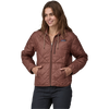 Patagonia Women's Diamond Quilt Bomber Hoody in DLMA-Dulse Mauve front on model