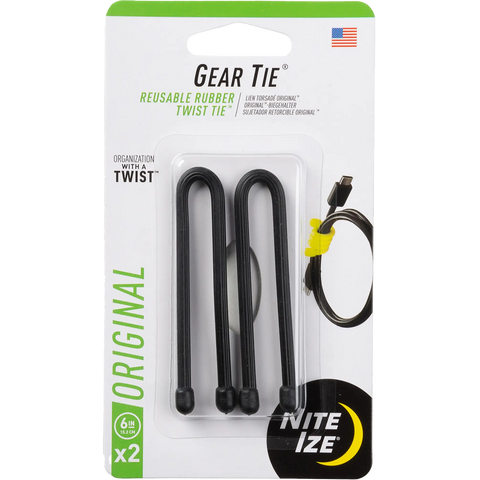 Gear Tie Reusable Rubber Twist Tie 6" - 2 Pack