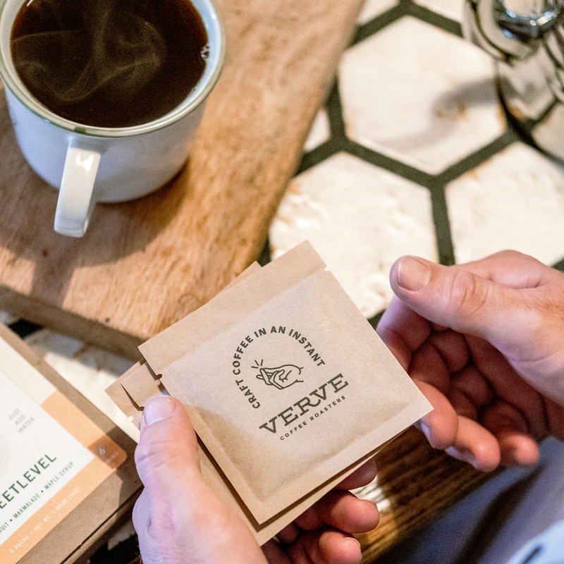 Craft Instant Coffee 6 Count Pack, Verve Coffee Craft Instant Coffee 6 Count Pack in hand