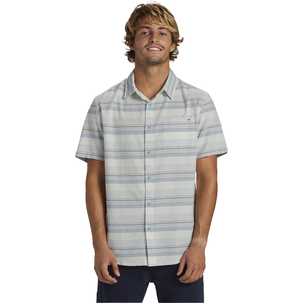 Men's Oxford Stripe Classic Short Sleeve Woven Shirt alternate view